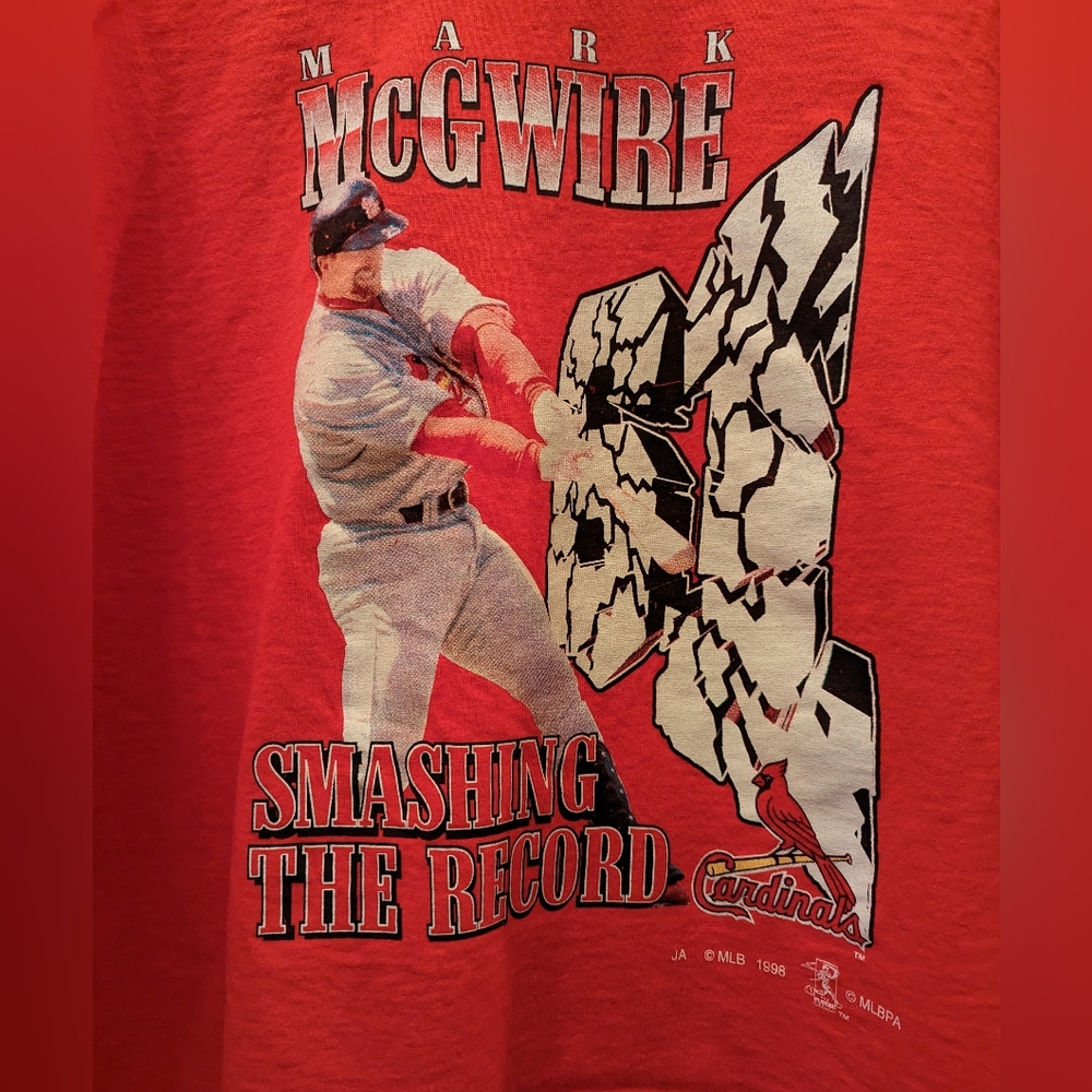 Vintage 1998 Mark McGwire "Smashing the Record" Arizona Cardinals Tee, Size 3XL - Picture 2 of 4